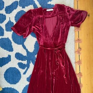 Christy Dawn Rich Burgundy slinky Velvet wrap Dress